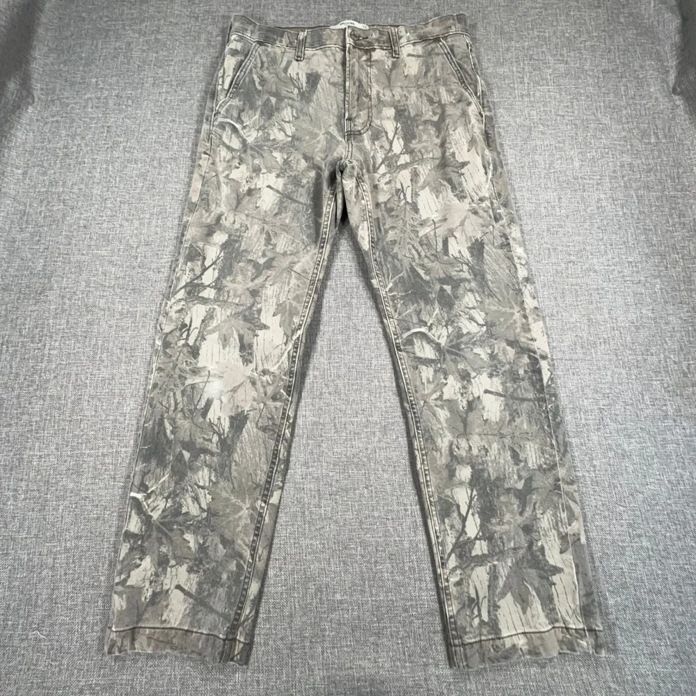 Hollister Loose Pants Mens 32x32 (Fits 32x28) Gray Real Tree Camo Utility Jeans